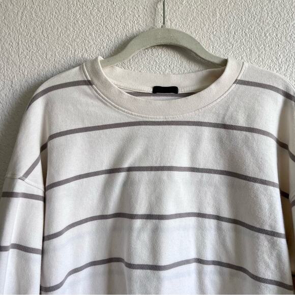 ATM Anthony Thomas Melillo Plaited Jersey Stripe Sweatshirt - Chalk Smoke White - Picture 3 of 16